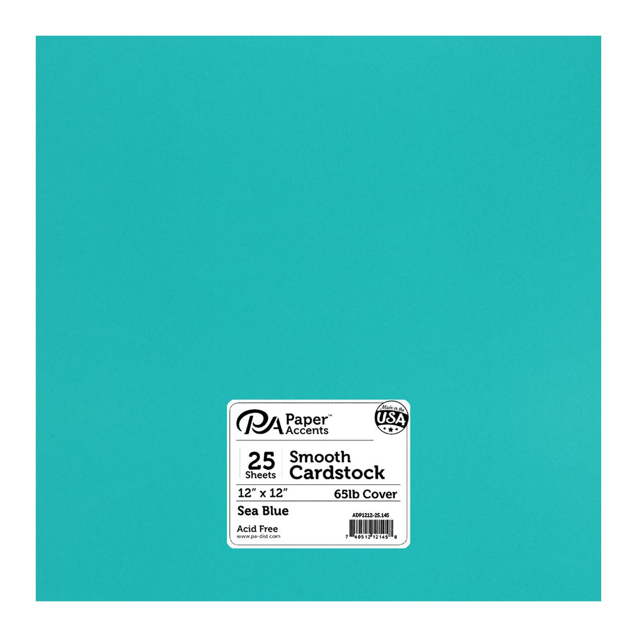 PA Paper Accents Smooth Cardstock 12" x 12" Sea Blue, 65lb colored cardstock paper for card making, scrapbooking, printing, quilling and crafts, 25 piece pack
